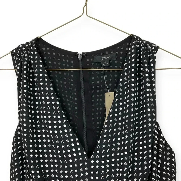 J. Crew Black V-Neck Star Print Peplum Top Blouse Size 2 - Picture 3 of 7